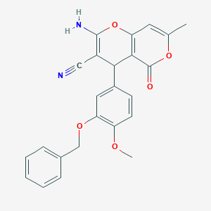 2-amino-4-[3-(benzyloxy)-4-methoxyphenyl]-7-methyl-5-oxo-4H,5H-pyrano[4,3-b]pyran-3-carbonitrile
