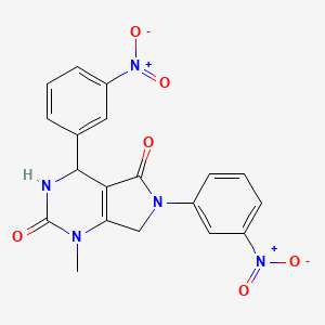 molecular formula C19H15N5O6 B4332218 1-METHYL-4,6-BIS(3-NITROPHENYL)-1H,2H,3H,4H,5H,6H,7H-PYRROLO[3,4-D]PYRIMIDINE-2,5-DIONE 