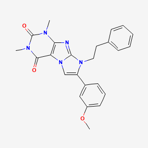 molecular formula C24H23N5O3 B4332242 7-(3-methoxyphenyl)-1,3-dimethyl-8-(2-phenylethyl)-1H,2H,3H,4H,8H-imidazo[1,2-g]purine-2,4-dione 