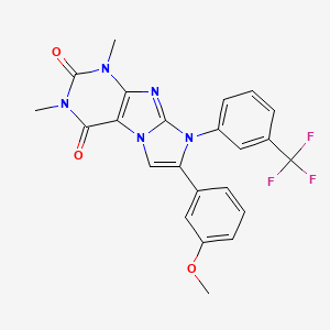 molecular formula C23H18F3N5O3 B4332269 7-(3-METHOXYPHENYL)-1,3-DIMETHYL-8-[3-(TRIFLUOROMETHYL)PHENYL]-1H,2H,3H,4H,8H-IMIDAZO[1,2-G]PURINE-2,4-DIONE 