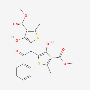 molecular formula C22H20O7S2 B4332360 METHYL 4-HYDROXY-5-{1-[3-HYDROXY-4-(METHOXYCARBONYL)-5-METHYLTHIOPHEN-2-YL]-2-OXO-2-PHENYLETHYL}-2-METHYLTHIOPHENE-3-CARBOXYLATE 