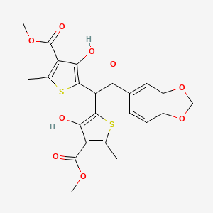 molecular formula C23H20O9S2 B4332372 METHYL 5-[2-(2H-1,3-BENZODIOXOL-5-YL)-1-[3-HYDROXY-4-(METHOXYCARBONYL)-5-METHYLTHIOPHEN-2-YL]-2-OXOETHYL]-4-HYDROXY-2-METHYLTHIOPHENE-3-CARBOXYLATE CAS No. 893766-07-9