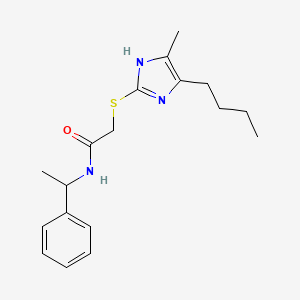 molecular formula C18H25N3OS B4332422 2-[(5-butyl-4-methyl-1H-imidazol-2-yl)sulfanyl]-N-(1-phenylethyl)acetamide 