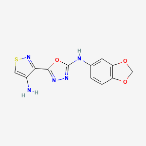 molecular formula C12H9N5O3S B4332448 N-[5-(4-AMINO-3-ISOTHIAZOLYL)-1,3,4-OXADIAZOL-2-YL]-N-(1,3-BENZODIOXOL-5-YL)AMINE 