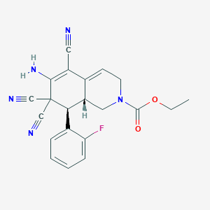ethyl 6-amino-5,7,7-tricyano-8-(2-fluorophenyl)-3,7,8,8a-tetrahydro-2(1H)-isoquinolinecarboxylate