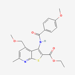 molecular formula C21H22N2O5S B4332502 ETHYL 3-(4-METHOXYBENZAMIDO)-4-(METHOXYMETHYL)-6-METHYLTHIENO[2,3-B]PYRIDINE-2-CARBOXYLATE 