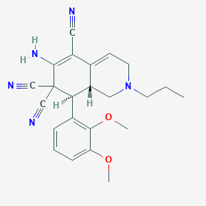 molecular formula C23H25N5O2 B433254 6-amino-8-(2,3-dimethoxyphenyl)-2-propyl-2,3,8,8a-tetrahydro-5,7,7(1H)-isoquinolinetricarbonitrile CAS No. 302333-67-1