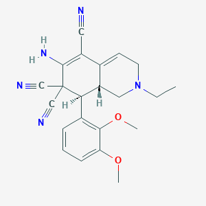 molecular formula C22H23N5O2 B433258 6-amino-8-(2,3-dimethoxyphenyl)-2-ethyl-2,3,8,8a-tetrahydro-5,7,7(1H)-isoquinolinetricarbonitrile CAS No. 302778-09-2