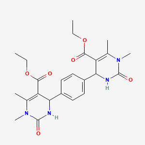 molecular formula C24H30N4O6 B4332644 ETHYL 4-{4-[5-(ETHOXYCARBONYL)-1,6-DIMETHYL-2-OXO-1,2,3,4-TETRAHYDROPYRIMIDIN-4-YL]PHENYL}-1,6-DIMETHYL-2-OXO-1,2,3,4-TETRAHYDROPYRIMIDINE-5-CARBOXYLATE 