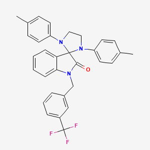 molecular formula C32H28F3N3O B4332695 1,3-BIS(4-METHYLPHENYL)-1'-{[3-(TRIFLUOROMETHYL)PHENYL]METHYL}-1',2'-DIHYDROSPIRO[IMIDAZOLIDINE-2,3'-INDOL]-2'-ONE 