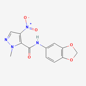 molecular formula C12H10N4O5 B4332721 N-(2H-1,3-BENZODIOXOL-5-YL)-1-METHYL-4-NITRO-1H-PYRAZOLE-5-CARBOXAMIDE 