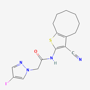 molecular formula C16H17IN4OS B4332841 N-{3-CYANO-4H,5H,6H,7H,8H,9H-CYCLOOCTA[B]THIOPHEN-2-YL}-2-(4-IODO-1H-PYRAZOL-1-YL)ACETAMIDE 