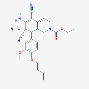 molecular formula C26H29N5O4 B433289 ethyl 6-amino-8-[4-(butyloxy)-3-(methyloxy)phenyl]-5,7,7-tricyano-3,7,8,8a-tetrahydroisoquinoline-2(1H)-carboxylate CAS No. 445222-43-5