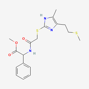 molecular formula C18H23N3O3S2 B4332932 METHYL 2-[2-({4-METHYL-5-[2-(METHYLSULFANYL)ETHYL]-1H-IMIDAZOL-2-YL}SULFANYL)ACETAMIDO]-2-PHENYLACETATE 