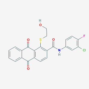 molecular formula C23H15ClFNO4S B4332935 N-(3-chloro-4-fluorophenyl)-1-[(2-hydroxyethyl)sulfanyl]-9,10-dioxo-9,10-dihydroanthracene-2-carboxamide 