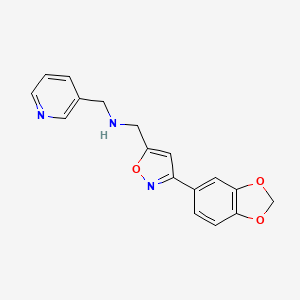 molecular formula C17H15N3O3 B4333105 N-{[3-(1,3-benzodioxol-5-yl)-5-isoxazolyl]methyl}-N-(3-pyridylmethyl)amine 