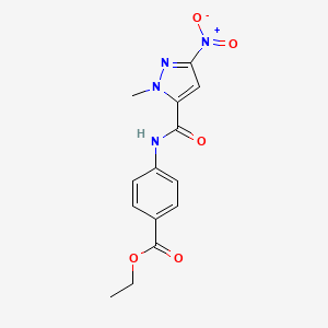 molecular formula C14H14N4O5 B4333128 ETHYL 4-(1-METHYL-3-NITRO-1H-PYRAZOLE-5-AMIDO)BENZOATE 