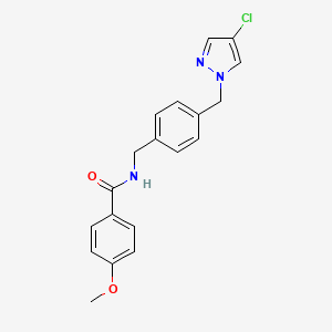 molecular formula C19H18ClN3O2 B4333177 N-({4-[(4-CHLORO-1H-PYRAZOL-1-YL)METHYL]PHENYL}METHYL)-4-METHOXYBENZAMIDE 