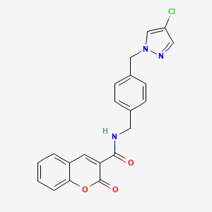 molecular formula C21H16ClN3O3 B4333188 N-({4-[(4-CHLORO-1H-PYRAZOL-1-YL)METHYL]PHENYL}METHYL)-2-OXO-2H-CHROMENE-3-CARBOXAMIDE 