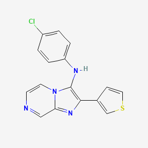 molecular formula C16H11ClN4S B4333198 N-(4-chlorophenyl)-2-(thiophen-3-yl)imidazo[1,2-a]pyrazin-3-amine 