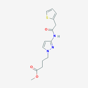molecular formula C14H17N3O3S B4333214 METHYL 4-{3-[2-(THIOPHEN-2-YL)ACETAMIDO]-1H-PYRAZOL-1-YL}BUTANOATE 