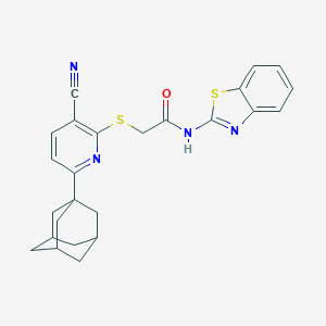 2-[6-(1-adamantyl)-3-cyanopyridin-2-yl]sulfanyl-N-(1,3-benzothiazol-2-yl)acetamide