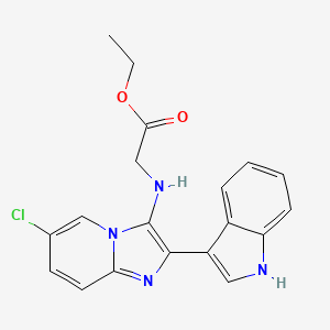 molecular formula C19H17ClN4O2 B4333738 ethyl 2-{[6-chloro-2-(1H-indol-3-yl)imidazo[1,2-a]pyridin-3-yl]amino}acetate 