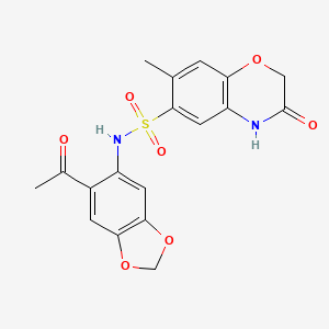 molecular formula C18H16N2O7S B4333778 N-(6-acetyl-1,3-benzodioxol-5-yl)-7-methyl-3-oxo-3,4-dihydro-2H-1,4-benzoxazine-6-sulfonamide 