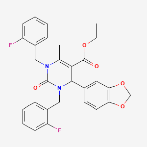 molecular formula C29H26F2N2O5 B4333936 ETHYL 4-(2H-1,3-BENZODIOXOL-5-YL)-1,3-BIS[(2-FLUOROPHENYL)METHYL]-6-METHYL-2-OXO-1,2,3,4-TETRAHYDROPYRIMIDINE-5-CARBOXYLATE 