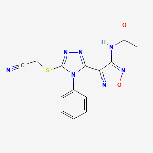 molecular formula C14H11N7O2S B4333945 N-(4-{5-[(cyanomethyl)sulfanyl]-4-phenyl-4H-1,2,4-triazol-3-yl}-1,2,5-oxadiazol-3-yl)acetamide 