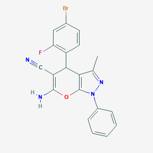 6-Amino-4-(4-bromo-2-fluorophenyl)-3-methyl-1-phenyl-1,4-dihydropyrano[2,3-c]pyrazole-5-carbonitrile