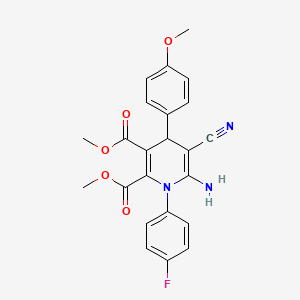 molecular formula C23H20FN3O5 B4334409 2,3-DIMETHYL 6-AMINO-5-CYANO-1-(4-FLUOROPHENYL)-4-(4-METHOXYPHENYL)-1,4-DIHYDROPYRIDINE-2,3-DICARBOXYLATE 