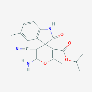 molecular formula C19H19N3O4 B433455 propan-2-yl 6'-amino-5'-cyano-2',5-dimethyl-2-oxospiro[1H-indole-3,4'-pyran]-3'-carboxylate CAS No. 332103-93-2