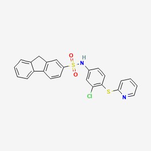 molecular formula C24H17ClN2O2S2 B4334553 N-[3-chloro-4-(pyridin-2-ylsulfanyl)phenyl]-9H-fluorene-2-sulfonamide 