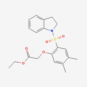 molecular formula C20H23NO5S B4334596 ethyl [2-(2,3-dihydro-1H-indol-1-ylsulfonyl)-4,5-dimethylphenoxy]acetate 