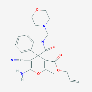 molecular formula C23H24N4O5 B433493 PROP-2-EN-1-YL 2'-AMINO-3'-CYANO-6'-METHYL-1-[(MORPHOLIN-4-YL)METHYL]-2-OXO-1,2-DIHYDROSPIRO[INDOLE-3,4'-PYRAN]-5'-CARBOXYLATE CAS No. 488707-59-1