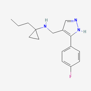 molecular formula C16H20FN3 B4335311 N-[[5-(4-fluorophenyl)-1H-pyrazol-4-yl]methyl]-1-propylcyclopropan-1-amine 