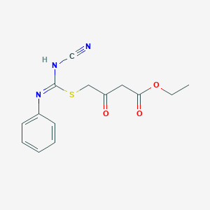 molecular formula C14H15N3O3S B4335368 ethyl 4-{[anilino(cyanoimino)methyl]thio}-3-oxobutanoate 
