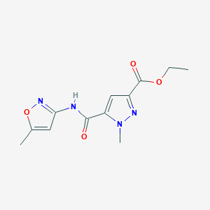 molecular formula C12H14N4O4 B4335450 ethyl 1-methyl-5-{[(5-methyl-3-isoxazolyl)amino]carbonyl}-1H-pyrazole-3-carboxylate 