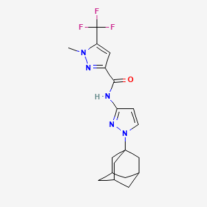 molecular formula C19H22F3N5O B4335736 N-[1-(1-adamantyl)-1H-pyrazol-3-yl]-1-methyl-5-(trifluoromethyl)-1H-pyrazole-3-carboxamide 