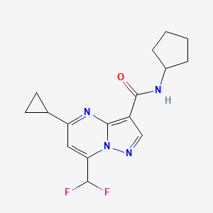 molecular formula C16H18F2N4O B4335854 N-cyclopentyl-5-cyclopropyl-7-(difluoromethyl)pyrazolo[1,5-a]pyrimidine-3-carboxamide 