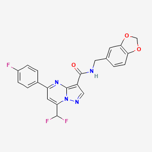 molecular formula C22H15F3N4O3 B4336076 N-(1,3-benzodioxol-5-ylmethyl)-7-(difluoromethyl)-5-(4-fluorophenyl)pyrazolo[1,5-a]pyrimidine-3-carboxamide 
