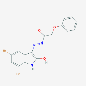 molecular formula C16H11Br2N3O3 B433616 N'-[(3E)-5,7-DIBROMO-2-OXO-2,3-DIHYDRO-1H-INDOL-3-YLIDENE]-2-PHENOXYACETOHYDRAZIDE 