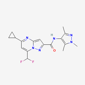 molecular formula C17H18F2N6O B4336192 5-cyclopropyl-7-(difluoromethyl)-N-(1,3,5-trimethyl-1H-pyrazol-4-yl)pyrazolo[1,5-a]pyrimidine-2-carboxamide 