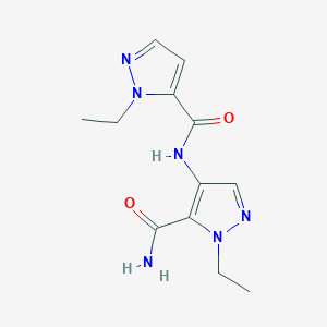 molecular formula C12H16N6O2 B4337065 1-ethyl-4-{[(1-ethyl-1H-pyrazol-5-yl)carbonyl]amino}-1H-pyrazole-5-carboxamide 