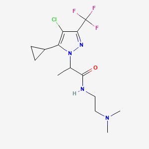 molecular formula C14H20ClF3N4O B4337165 2-[4-chloro-5-cyclopropyl-3-(trifluoromethyl)-1H-pyrazol-1-yl]-N-[2-(dimethylamino)ethyl]propanamide 