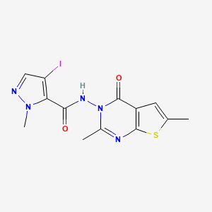 molecular formula C13H12IN5O2S B4337583 N-(2,6-dimethyl-4-oxothieno[2,3-d]pyrimidin-3(4H)-yl)-4-iodo-1-methyl-1H-pyrazole-5-carboxamide 