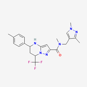molecular formula C22H25F3N6O B4338152 N~2~-[(1,3-DIMETHYL-1H-PYRAZOL-4-YL)METHYL]-N~2~-METHYL-5-(4-METHYLPHENYL)-7-(TRIFLUOROMETHYL)-4,5,6,7-TETRAHYDROPYRAZOLO[1,5-A]PYRIMIDINE-2-CARBOXAMIDE 