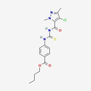 molecular formula C18H21ClN4O3S B4340197 butyl 4-[({[(4-chloro-1,3-dimethyl-1H-pyrazol-5-yl)carbonyl]amino}carbothioyl)amino]benzoate 
