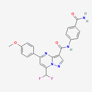 molecular formula C22H17F2N5O3 B4340250 N-(4-carbamoylphenyl)-7-(difluoromethyl)-5-(4-methoxyphenyl)pyrazolo[1,5-a]pyrimidine-3-carboxamide 